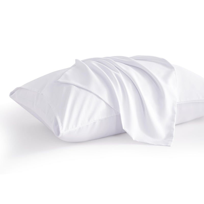 BEDSUM Microfiber Standard Pillowcases Set of 2, Soft Wrinkle Resistant and Easy Care Pillow Cases (No Pillows) with Envelope Closure for Kids, 20x26 inches, White - Image 1